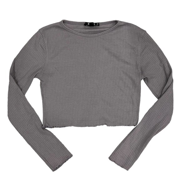 Missguided Tops - Missguided Purple Ribbed Long Sleeve Crop Top 6
